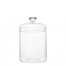 GLASS CANDY JAR WITH DIAMOND HANDLE (L)