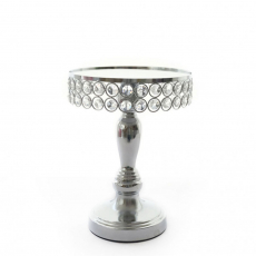SILVER TALL MIRROR CAKE STAND S/3